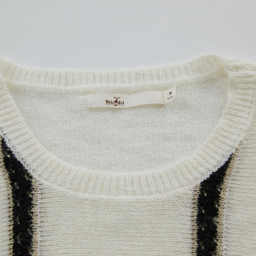 谜底条纹针织衫长袖女2024秋新品时髦百搭柔软套头毛衫243MZ1344 商品图3