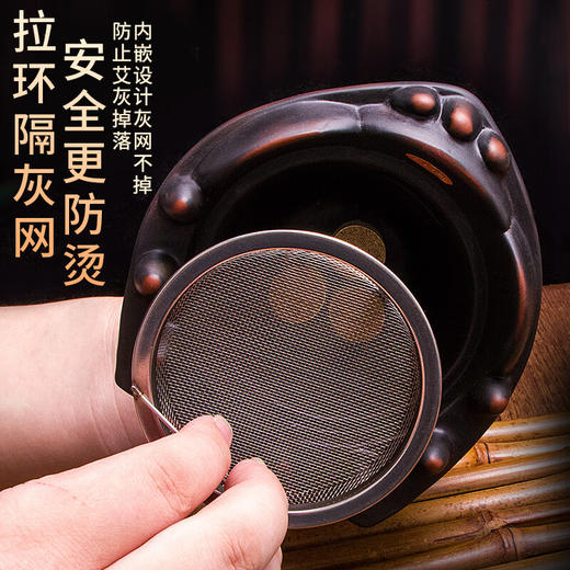 新款【红砭石熨斗灸】砭石艾灸器具推拿艾灸刮痧一体罐全身家用随身灸盒熏蒸通用型艾柱 商品图3