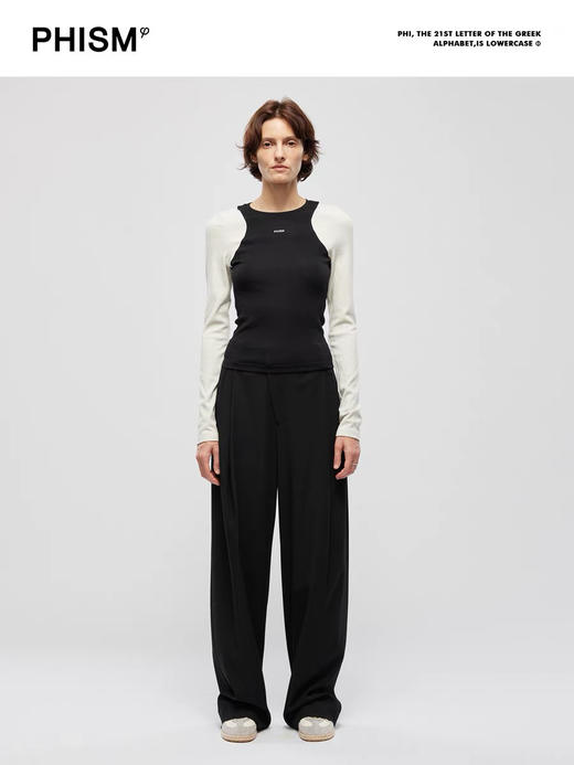 拼接修身长袖T恤 商品图0