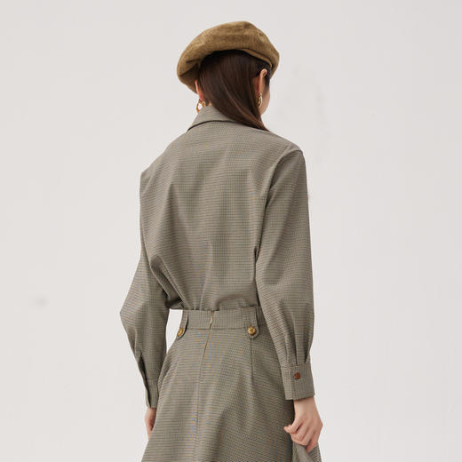 谜底千鸟格衬衫长袖女2024秋季新品复古风绣花H型衬衣243MC1165 商品图2