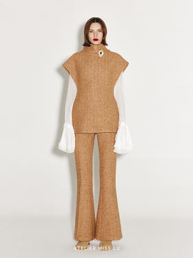 【落叶梧桐】冬日温暖绵羊毛针织喇叭长裤