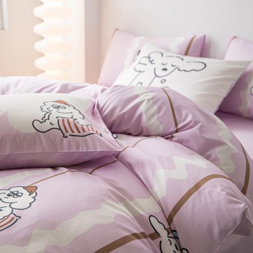 多喜爱 好朋友系列 高支高密全棉套件 卡通数码印花三/四件套 呆萌小狗/瞌睡小狗/波点兔/顽皮兔 商品图6