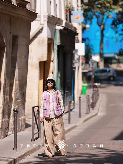 PETIT SCHAN小闪 CLO#576 Weekend Escape Plan 周末出逃计划 高密色织匹马棉纯棉休闲松紧腰宽松直筒裤 商品图4