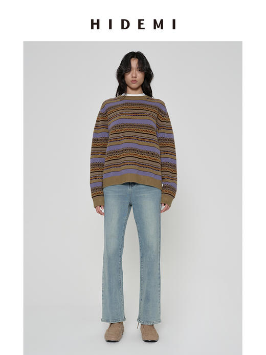 HIDEMI多重水洗做旧感牛仔蓝显瘦直筒街头感休闲牛仔裤 商品图4