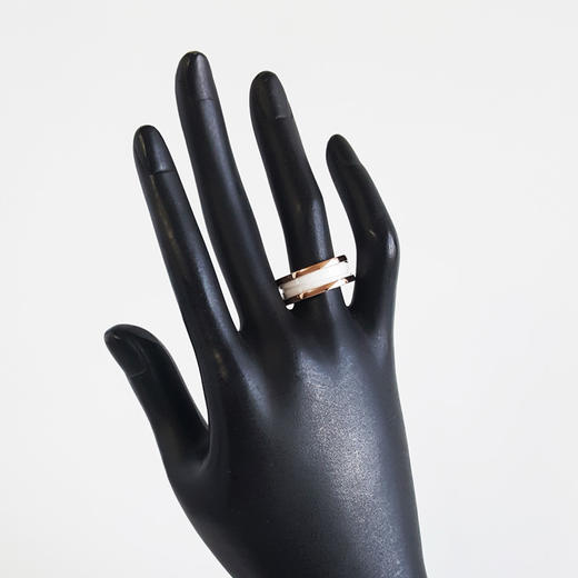 【95新】BVLGARI宝格丽B.zero1系列18K玫瑰金白陶瓷三环弹簧戒指55号170824NJS41 商品图7