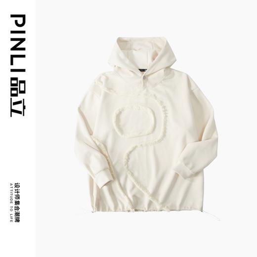 PINLI品立秋季新款流苏连帽套头卫衣男潮牌宽松休闲帽衫上衣B243109022 商品图5