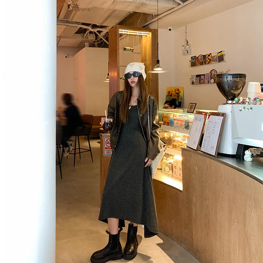 <曾小咸推荐>后背系带深灰色长款连衣裙  日常218.88 立减128.89 秒杀89.99！！ 商品图3