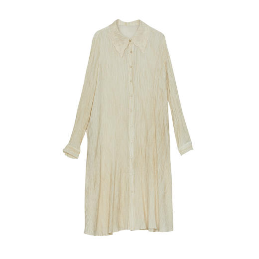 谜底两件套连衣裙长袖2024秋新品气质宽松褶皱感直筒裙243ML1192 商品图4