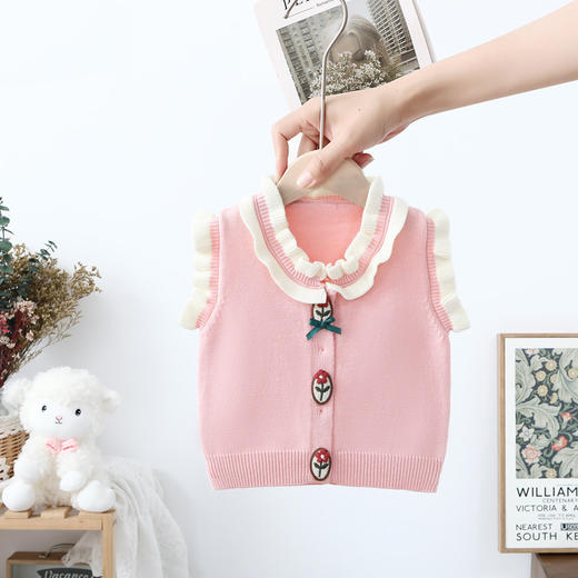 女童针织马甲春秋外穿2023宝宝毛衣婴儿毛线马夹婴儿毛衣背心 商品图1