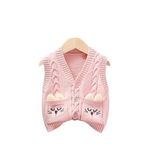 女童针织马甲春秋外穿2024宝宝毛衣婴儿毛线马夹婴儿卡通毛衣背心 商品图4