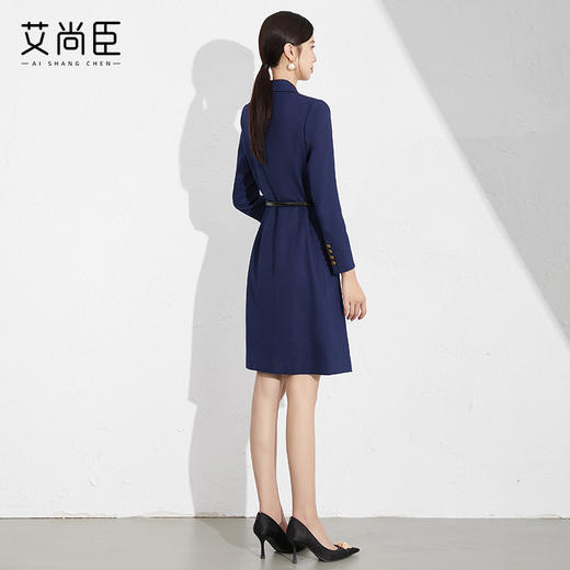 艾尚臣职业连衣裙2024年教师面试女装播音主持人秋季新款西装裙子送腰带 商品图9
