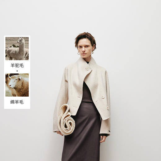 【商场同款】麦檬冬短款轻盈质感廓形呢大衣5EA170471 商品图0