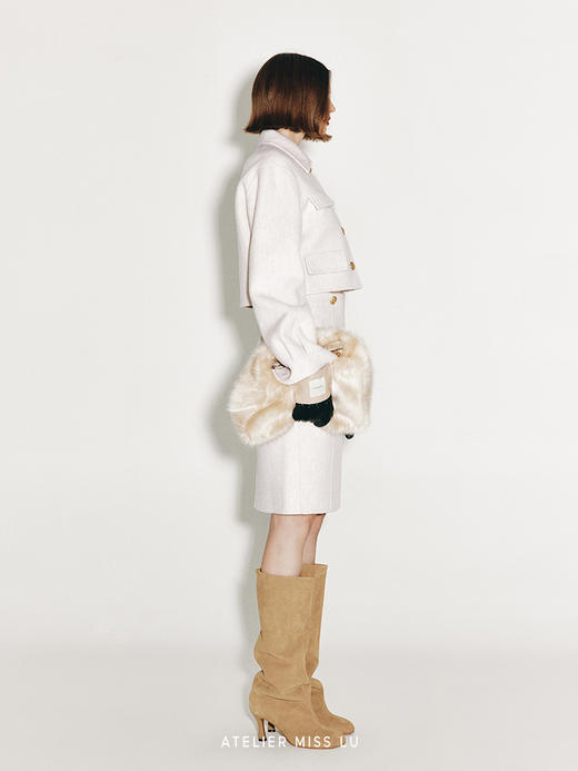 【雪地暖阳】复古镂空双排扣绵羊毛双面呢半裙 商品图3