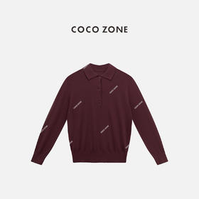 COCO ZONE 100绵羊毛设计感翻领长袖针织衫CC1C1562