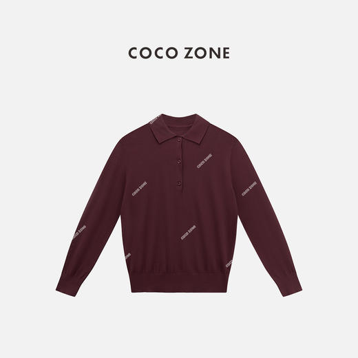 COCO ZONE 100绵羊毛设计感翻领长袖针织衫CC1C1562 商品图0