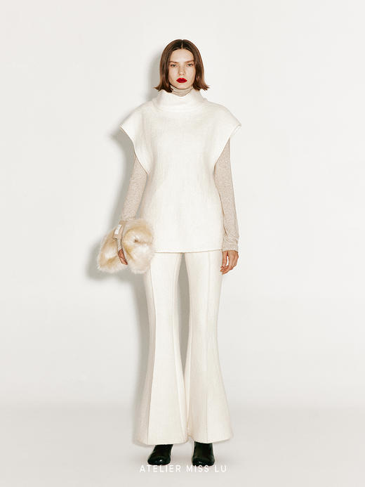 【冬日奶糖】冬日温暖绵羊毛针织喇叭长裤 商品图0