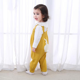 春宝宝背带裤秋纯棉哈衣0一3岁婴儿连体衣儿童毛线连体爬服冬衣服