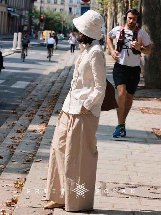 PETIT SCHAN小闪 CLO#576 Weekend Escape Plan 周末出逃计划 高密色织匹马棉纯棉休闲松紧腰宽松直筒裤 商品图0