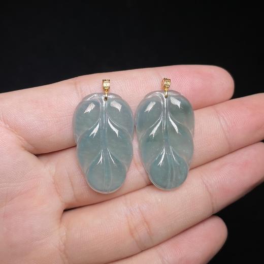 18k金翡翠叶子吊坠 商品图0