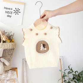 女童针织花边马甲春秋卡通背心宝宝坎肩外穿套头毛衣婴儿毛线马夹