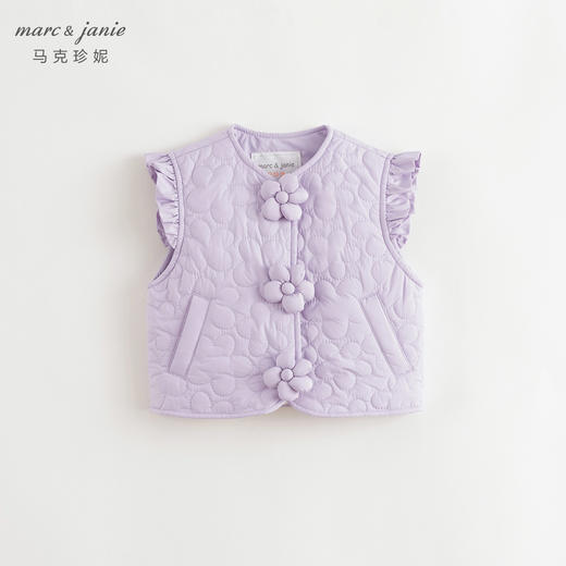 马克珍妮女童甜美优雅立体小花夹棉马甲2024年秋冬新款241390 商品图2