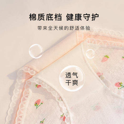 棉柔舒适草莓少女三角内裤女高弹全包臀透气不夹裆粉兮内裤4条装 商品图2