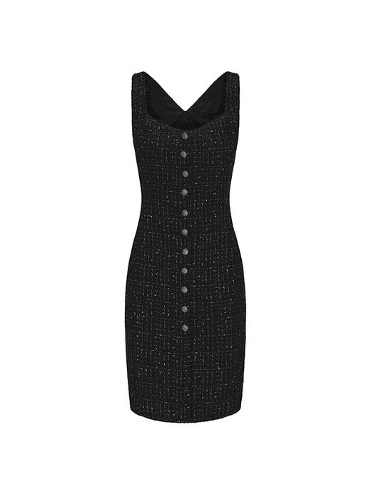 【吉普赛浪漫】复古金属扣粗花呢修身连衣裙 商品图4