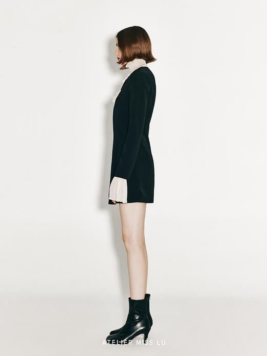 【双月】兰花裁片造型修身长袖连衣裙 商品图1