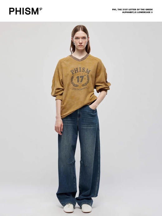 撞色V领长袖T 商品图0