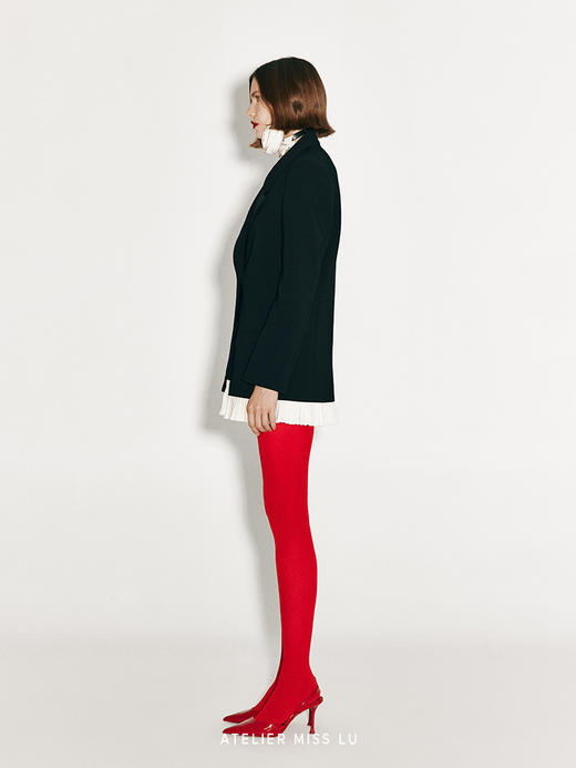 【午夜落云】下摆百褶拼接直身西装连衣裙 商品图1