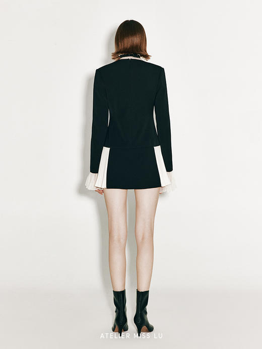 【爵士芭蕾】百褶撞色拼接低腰长袖连衣裙 商品图2