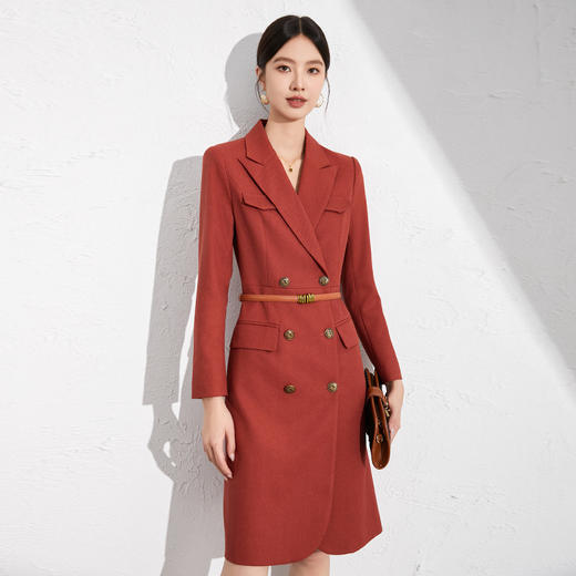 艾尚臣职业连衣裙2024年教师面试女装播音主持人秋季新款西装裙子送腰带 商品图1