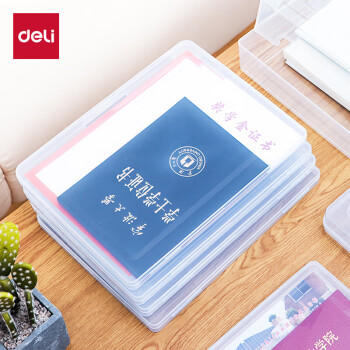 得力（deli）A4透明便携卡扣文件盒文件袋党建档案盒荣誉证书整理资料桌面收纳盒 20mm厚度  5701 商品图3