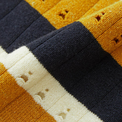 谜底针织半身裙2024秋新品文艺风百搭撞色拼接大摆长裙243MZ1303 商品图3