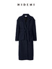 HIDEMI 极简大立体口袋设计感飞行员式领底呢手工式拼接宽肩大廓形绵羊毛厚款长款可拆卸腰带毛呢西装大衣外套 深灰色/藏蓝色 商品缩略图11