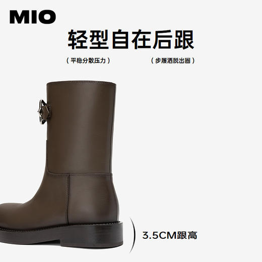MIO米奥秋冬美式复古棕色西部牛仔靴美拉德厚底骑士靴女M245695321 商品图4