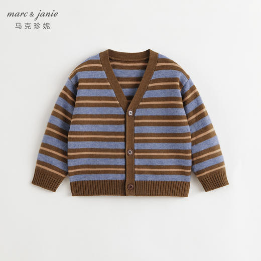 马克珍妮男童山系户外条纹针织开衫2024年秋冬新款241686 商品图2