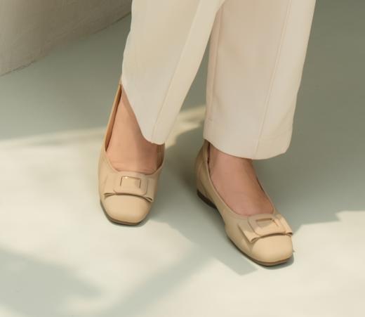 现货！【裸色豆豆鞋】【清新雅致】3.5厘米增高，加厚加高后脚跟，丝绸羊皮哑光质感 商品图0