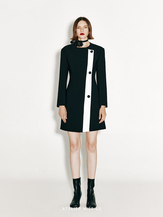 【最初的独白】斜线分割设计外套连衣裙 商品图0