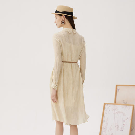 谜底两件套连衣裙长袖2024秋新品气质宽松褶皱感直筒裙243ML1192 商品图2