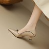 【预售5天】法式简约小方头浅口拼色蝴蝶结细跟软面中跟单鞋WC&M8219 商品缩略图1