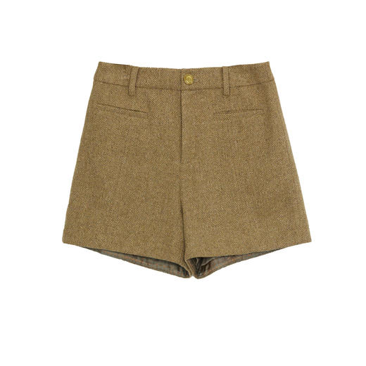 谜底毛呢短裤女2024秋季新品百搭简约高腰直筒短裤靴裤243MK1134 商品图4