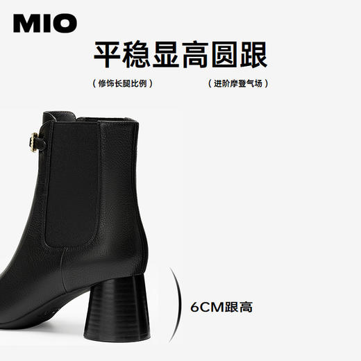 MIO米奥秋冬高跟厚底方头时装靴小众复古女靴增高靴子女M245643907 商品图4
