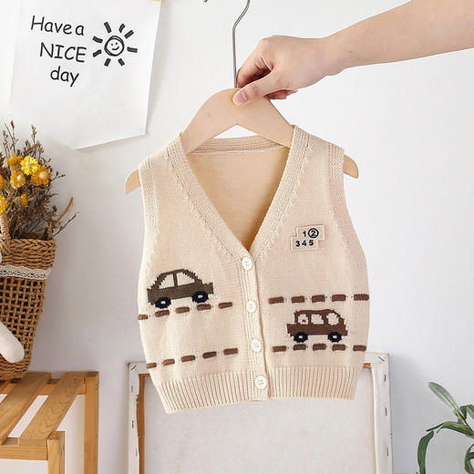 男女童针织开衫马甲春外穿宝宝卡通毛衣秋V领婴儿毛线小背心马夹 商品图2
