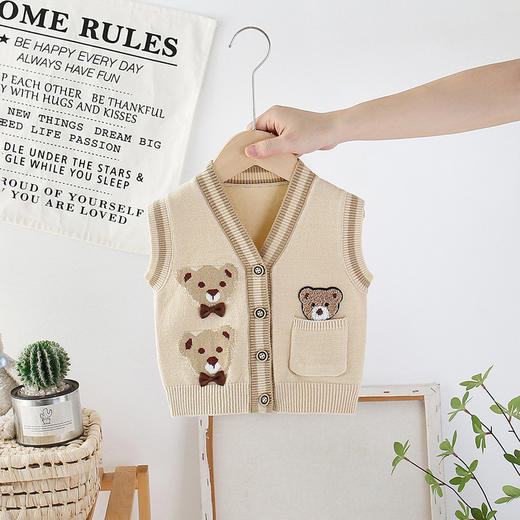 男女童针织马甲春秋外穿2023宝宝毛衣婴儿毛线马夹婴儿毛衣马甲 商品图2