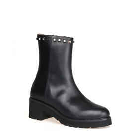 豪麟名鞋进口迪嘉女鞋短靴牛皮革ES2512N黑色