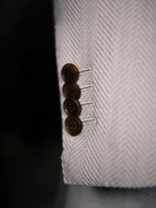 Vitale Barberis Canonico 澳洲美丽诺羊毛弹力象牙米色宽人字纹全麻衬单西 商品图4