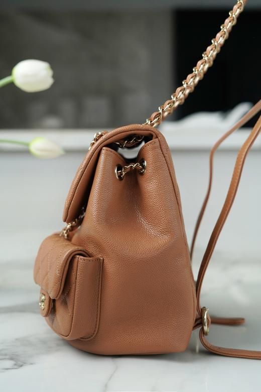 香奶奶 23P新款 Duma双肩包 牛皮 大号焦糖 商品图2