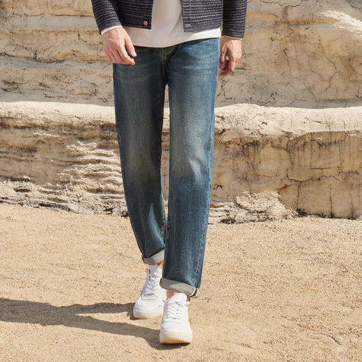 半身缘男裤 秋季柔软亲肤皮标洗水弹性牛仔裤253101U10103437 商品图1