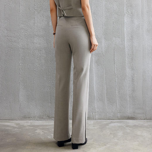 玳莎老钱风直筒西装裤女经典秋季新款简约通勤脚口开衩长裤  EC36306 商品图3